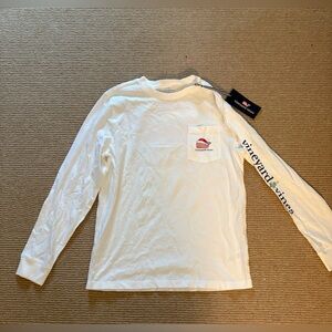 Vineyard Vines White Shirt with Pink Whale Logo size L 16